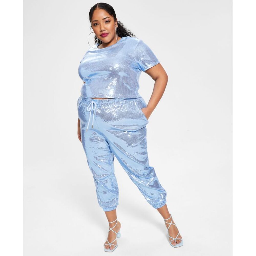 Nina Parker Trendy Plus Size Sequin Jogger Pants